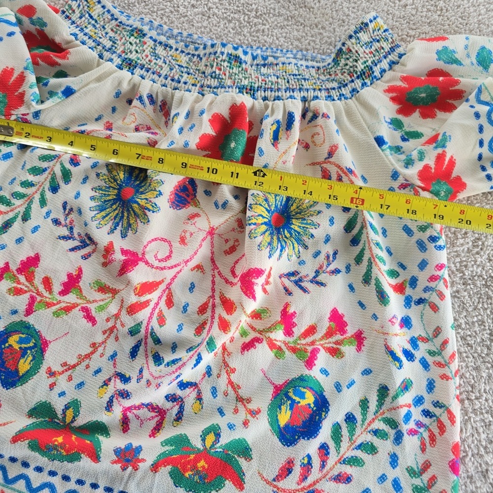 Flying Tomato Floral Off The Shoulder Top Textured Boho-chic Bell Sleeves Sz L - Picture 8 of 11